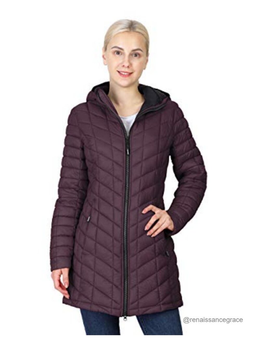 Women's Hooded Long Puffer Coat Lightweight Winter Jacket Water Resistant